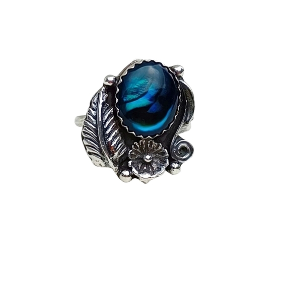 VTG Sterling Silver Labradorite Stone Ring - Picture 3 of 9